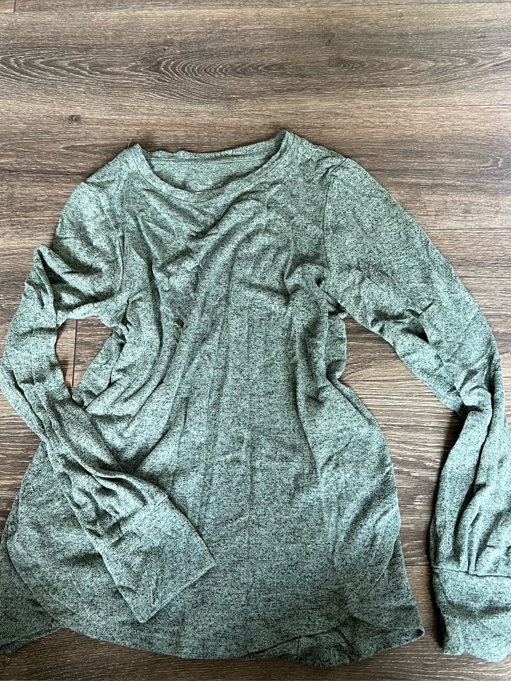 Cuddl Duds Long Sleeve Crewneck Top in Heather Sage